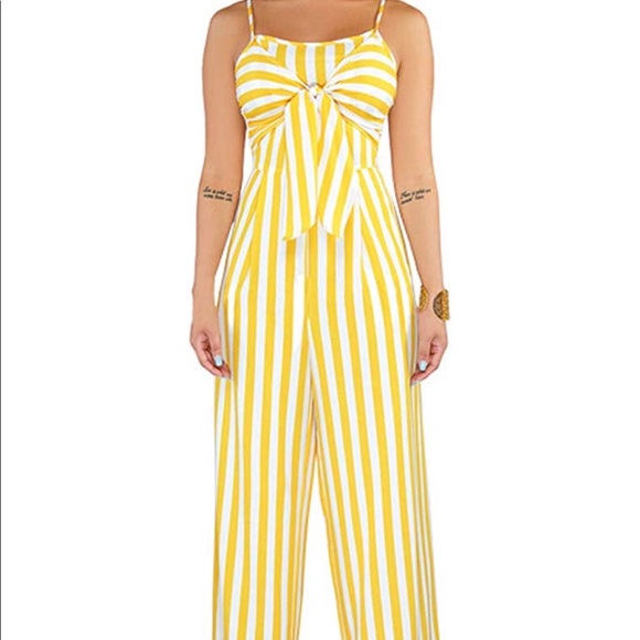 Pants - Yellow Stripe Jumpsuit/Romper